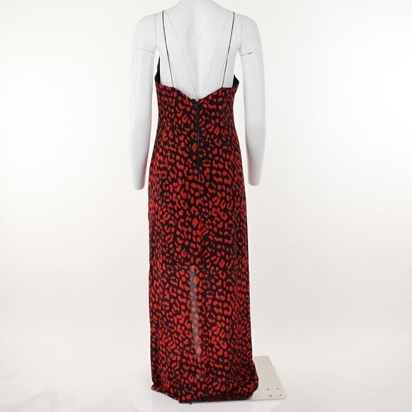 Alice + Olivia Candice Printed Silk Slip Dress Leopard Paprika - Picture 4 of 5